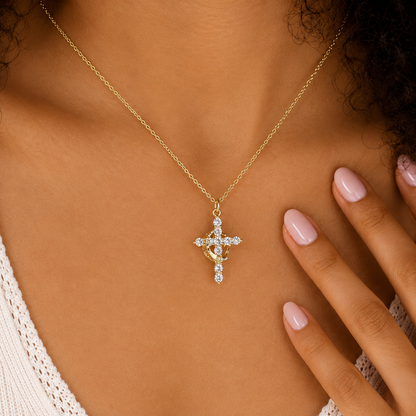 Crowned in Grace™ Rotatable Crown Cross Necklace